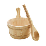 4L Wooden Sauna Bucket and Ladle SPA Steaming Bathroom Tool for Bath Sauna