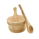 4L Wooden Sauna Bucket and Ladle SPA Steaming Bathroom Tool for Bath Sauna