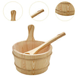 4L Wooden Sauna Bucket and Ladle SPA Steaming Bathroom Tool for Bath Sauna