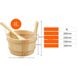 4L Wooden Sauna Bucket and Ladle SPA Steaming Bathroom Tool for Bath Sauna