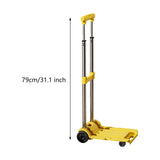 Folding Hand Truck with Four Wheels Adjustable Handle for Office Lightweight Size S Yellow