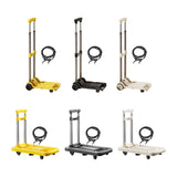 Folding Hand Truck with Four Wheels Adjustable Handle for Office Lightweight Size S Yellow