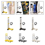 Folding Hand Truck with Four Wheels Adjustable Handle for Office Lightweight Size S Yellow