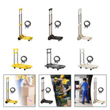 Folding Hand Truck with Four Wheels Adjustable Handle for Office Lightweight Size S Yellow