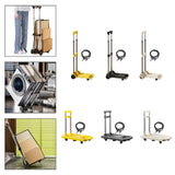 Folding Hand Truck with Four Wheels Adjustable Handle for Office Lightweight Size S Yellow