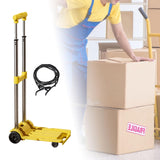 Folding Hand Truck with Four Wheels Adjustable Handle for Office Lightweight Size S Yellow