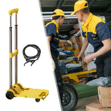 Folding Hand Truck with Four Wheels Adjustable Handle for Office Lightweight Size S Yellow