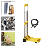 Folding Hand Truck with Four Wheels Adjustable Handle for Office Lightweight Size S Yellow