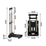 Folding Hand Truck with Four Wheels Adjustable Handle for Office Lightweight Size S Black