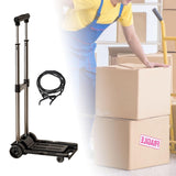 Folding Hand Truck with Four Wheels Adjustable Handle for Office Lightweight Size S Black