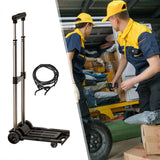 Folding Hand Truck with Four Wheels Adjustable Handle for Office Lightweight Size S Black