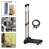 Folding Hand Truck with Four Wheels Adjustable Handle for Office Lightweight Size S Black