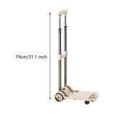 Folding Hand Truck with Four Wheels Adjustable Handle for Office Lightweight Size S Cream