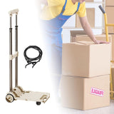 Folding Hand Truck with Four Wheels Adjustable Handle for Office Lightweight Size S Cream