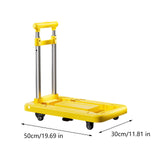 Folding Hand Truck with Four Wheels Adjustable Handle for Office Lightweight Size L Yellow