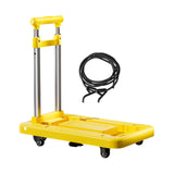 Folding Hand Truck with Four Wheels Adjustable Handle for Office Lightweight Size L Yellow