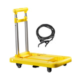 Folding Hand Truck with Four Wheels Adjustable Handle for Office Lightweight Size L Yellow