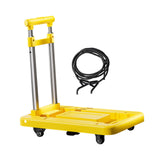 Folding Hand Truck with Four Wheels Adjustable Handle for Office Lightweight Size L Yellow