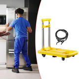 Folding Hand Truck with Four Wheels Adjustable Handle for Office Lightweight Size L Yellow