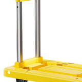 Folding Hand Truck with Four Wheels Adjustable Handle for Office Lightweight Size L Yellow