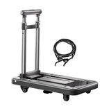 Folding Hand Truck with Four Wheels Adjustable Handle for Office Lightweight Size L Gray