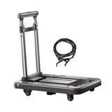 Folding Hand Truck with Four Wheels Adjustable Handle for Office Lightweight Size L Gray