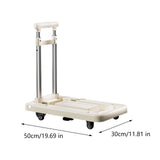 Folding Hand Truck with Four Wheels Adjustable Handle for Office Lightweight Size L Cream