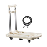 Folding Hand Truck with Four Wheels Adjustable Handle for Office Lightweight Size L Cream