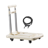 Folding Hand Truck with Four Wheels Adjustable Handle for Office Lightweight Size L Cream