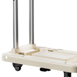 Folding Hand Truck with Four Wheels Adjustable Handle for Office Lightweight Size L Cream