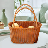 Woven Basket with Handles Utility Picnic Basket for Vegetable Sundries Snack 45x25x25 cm