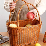 Woven Basket with Handles Utility Picnic Basket for Vegetable Sundries Snack 45x25x25 cm