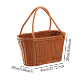 Woven Basket with Handles Utility Picnic Basket for Vegetable Sundries Snack 45x25x25 cm