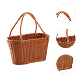 Woven Basket with Handles Utility Picnic Basket for Vegetable Sundries Snack 45x25x25 cm