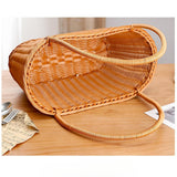 Woven Basket with Handles Utility Picnic Basket for Vegetable Sundries Snack 45x25x25 cm