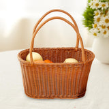 Woven Basket with Handles Utility Picnic Basket for Vegetable Sundries Snack 45x25x25 cm