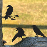 Maxbell 3Pcs Metal Art Crow Metal Birds Crafts Garden Decoration for Wall Patio Lawn