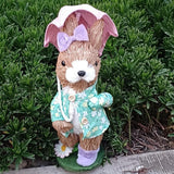 Maxbell Easter Bunny Figurine Decorative Standing Rabbit Statue for Lawn Shelf Patio Female Rabbit