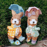 Maxbell Easter Bunny Figurine Decorative Standing Rabbit Statue for Lawn Shelf Patio Female Rabbit