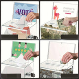 Maxbell Transparent Suggestion Box Lockable Money Collecting Box for Charity Meeting