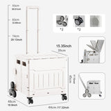 Maxbell Folding Shopping Cart Multipurpose Luggage Trolley for Camping Office Moving White