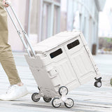 Maxbell Folding Shopping Cart Multipurpose Luggage Trolley for Camping Office Moving White