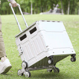 Maxbell Folding Shopping Cart Multipurpose Luggage Trolley for Camping Office Moving White