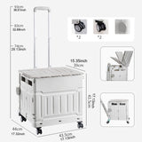 Maxbell Folding Shopping Cart Handcart Shopping Trolley Box for Office Travel Moving Grey