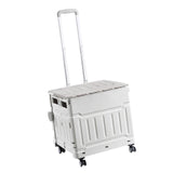 Maxbell Folding Shopping Cart Handcart Shopping Trolley Box for Office Travel Moving Grey