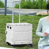 Maxbell Folding Shopping Cart Handcart Shopping Trolley Box for Office Travel Moving Grey