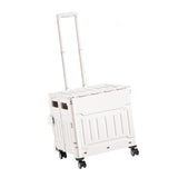Maxbell Folding Shopping Cart Handcart Shopping Trolley Box for Office Travel Moving White