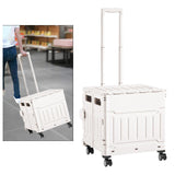 Maxbell Folding Shopping Cart Handcart Shopping Trolley Box for Office Travel Moving White