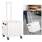 Maxbell Folding Shopping Cart Handcart Shopping Trolley Box for Office Travel Moving White