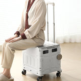 Maxbell Folding Shopping Cart Handcart Shopping Trolley Box for Office Travel Moving White